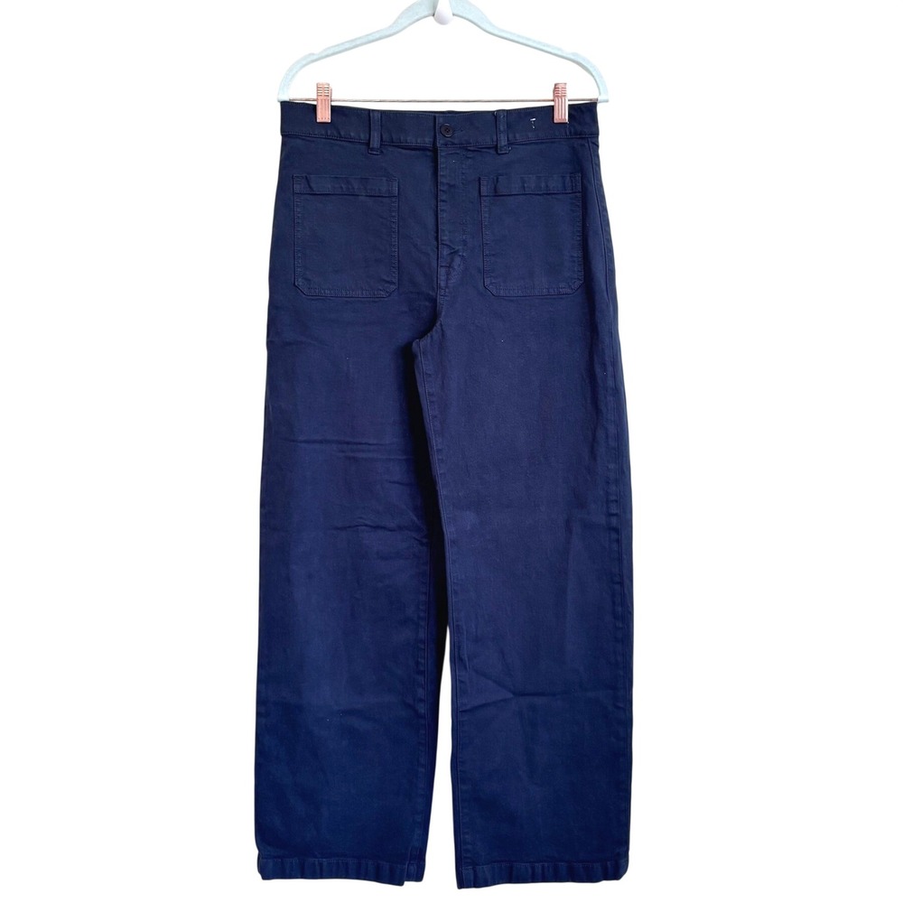 Madewell Women Emmett Wide-Leg Pant 29(30X30) Navy Blue Utility Canvas High Rise